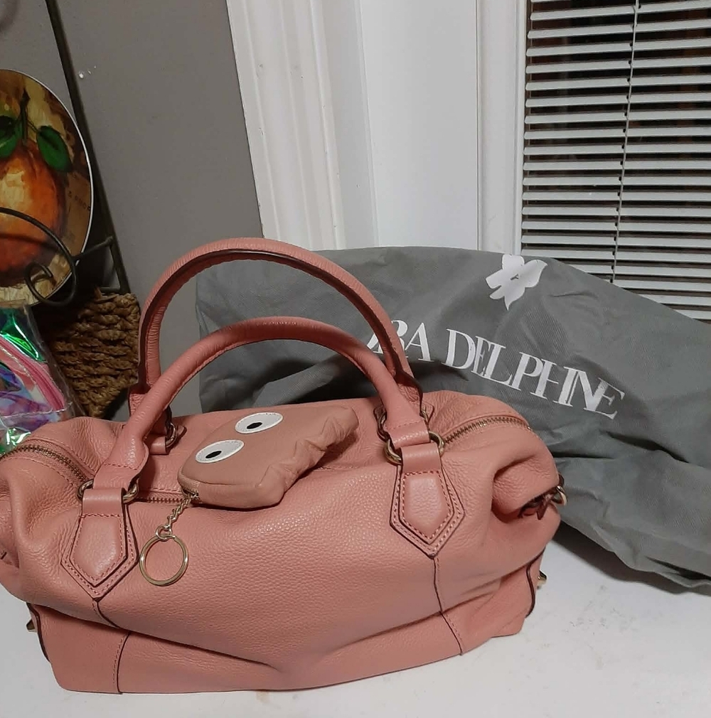 ORA DELPHINE Pink Leather Women's Satchel & Wallet 3 Pc Set